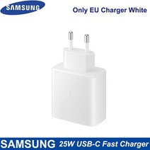 고속 충전기 무선 벽전원 어댑터 삼성 갤럭시 S22 S21 S20 참고 10 A90 A80 탭 S8 S7 A53 A73 A33 A13 Pd 5, 07 White EU Charger