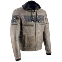 Milwaukee Leather MLM1561 남성용 디스트레스드 브라운 가죽 재킷 반사 해골 - 스몰 403158, X-Large