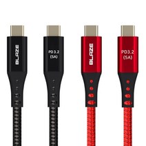 C to C 케이블 USB3.2 GEN2X2 20Gbps 100W 20V 5A 4K 초고속충전 초고속 데이터전송, 25cm, 블랙