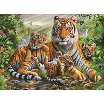 행복한 호랑이 가족 500피스/직소퍼즐/동물/HP508, 색상, 단품