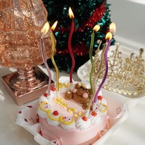 고퀄 웨이브 생일 케이크 초 [3color 꽈배기 촛불 생일초 특이한 파티 물결초 케익 파티캔들], 레인보우