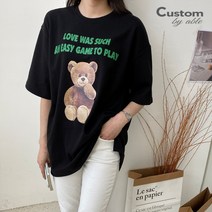 커스텀에이블_세일 한정수량/패플단독 커스텀에이블 스마일 베어 나염 반팔 티셔츠_C2103TS088B