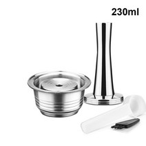 홈 카페 ICafilasStianless Steel 재사용 가능한 빅 컵 (G2) Vertuo 커피 캡슐 필터 Nespresso GCA1 & Delo, 04 1capsule 1 tamper