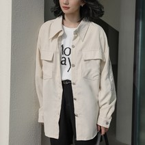 오버클래쓰 여성 루즈핏 캐주얼 단색 코듀로이 셔츠 남방