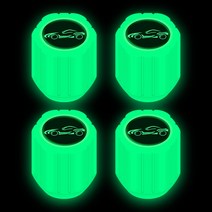 자동차 로고 야광 밸브 캡 바이크 오토바이 자전거 타이어 야간 발광 장식 범용 방진 노즐 커버 액세서리, 02 4pcs green with logo, 02 4pcs green with logo