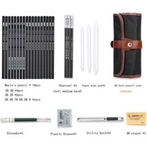 29 개/세트 스케치 연필 전문 드로잉 아트 도구 키트 흑연 연필 숯 종이 지울 수 있는 펜, 01 29Pcs-Sset-A, 01 29Pcs-Sset-A