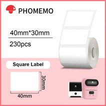 네임 라벨기 스티커프린터 Phomemo-M110 휴대용 미니 라벨 메이커 프린터 접착 스티커 기계 20-50mm 홈 오피스 학교용126395, Only white Sticker