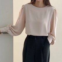 스타일오늘 데일리 라운드 셔링 퍼프 블라우스