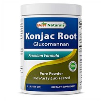 Best Naturals Konjac Root Glucomannan 베스트 내츄럴스 곤약 뿌리 글루코만난 454g(1lb), 1개, 454g