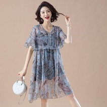 [이꾸띠] 두스이리 여성 여름 브이넥 에스닉 원컬러 쉬폰원피스 투피스세트