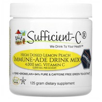 Sufficient C High Dosed 이뮨-Ade 드링크 Mix 레몬 복숭아 4000mg 125 g, 125g, 2병