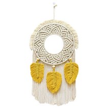 세련된 벽걸이 태피스트리 드림 캐처 장식용 면 예술 공예 마크라메 술, 노란색