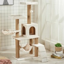 펫홈 고양이 캣타워(130cm) (아이보리) 애묘장난감 놀이감 애완, 단품