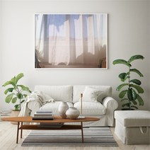 유홍아트 가로형 창문 바다 햇살 풍경 사진 그림 액자 프레임 3호 (8554501), 6.감성커튼창문