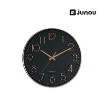 주노우 무소음 벽시계 이사 선물 인테리어 소품 24cm, 로즈골드블랙