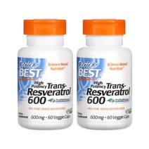 닥터스베스트 고효능 트랜스 레스베라트롤 600 600mg 베지캡슐 60정 2통, 2개
