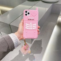 핑크 전화기 휴대폰 스트랩 키링 아이폰 케이스