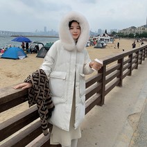 DFMEI여성경량패딩 화이트오리털 세미퍼카라 다운 코트
