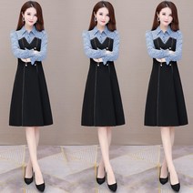 긴팔 원피스 귀부인 점프슈트 여성 봄 겨울 가을 슬림핏 40대 핫한 작은 키 1912536789