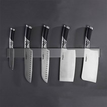 주방 칼꽂이 마그네틱 자석 거치대 접착식 벽걸이 나이프바 통풍형 칼거치자석 50cm, 실버