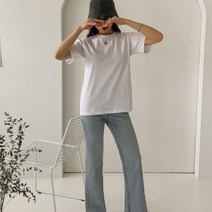 [바보사랑] 여자 여름 면 스판 4부 반팔 기본 티셔츠[옷자락]