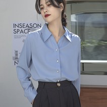 여성 오피스 블라우스 브라우스 스몰 빅사이즈 플러스 벨벳 블루 전문 셔츠 쉬폰 긴팔 공무원 교사 인터뷰 통근 정장 직장 재킷