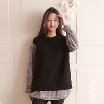 탱크걸 하운드 체크 레이어드 니트티(C 28650) 니트셔츠라운드