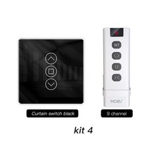 자동커튼 MOES 2.5D 아크 유리 터치 커튼 WiFi RF433 스마트 스위치 롤러 블라인드 셔터 라이프 앱 작동 알렉사 구글 홈, [08] Kit4 black 9Channel