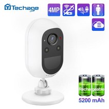 카메라 배터리 호환 Techage-HD 4mp 태양 전지 전원 와이파이 IP 양방향 오디오 보안 무선 충전식 PIR 모션 인간 감지, 3MP No Card, 01 3MP No Card