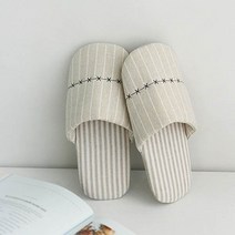 베이지자수 실내화 거실슬리퍼, 1개