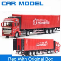 1/48 컨테이너 운송 트럭 모델 다이캐스트 차량 풀백 바디 분리 도어 열 수 있는 귀여운 선물 컬렉션, 빨간색 상자 포함