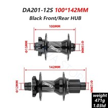 FASTACE DA201 F/R DEORE XT M8100 M7100 FH BH 허브 12 s 허브 32H 135x10mm 100x9mm E-THRU 액슬 자전거 12 속도 마이크로 스플라인 허브, a pair Black 100x142_9