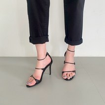 뒷지퍼 슬림 스트랩샌들힐 8cm 심플 하이힐샌들