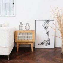 라탄 협탁 수납 사이드 테이블, 브라운