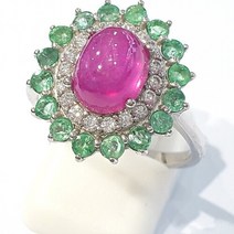 블루케이 [블루케이] 핑크루비 에메랄드 원석 반지 230203-24