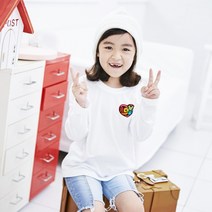 국내산 순면 30수 아트 티셔츠 긴팔_고급와펜자수 슈가하트(10컬러)