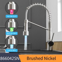 주방 수도꼭지 단일 구멍 싱크 탭 스 분무기 헤드 니켈 믹서 866042, [02] Brush Nickel