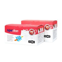 3Q 슈퍼클린 KF94 덴탈형 마스크 100매(50매입 2개), 중형100매입