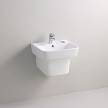 대림바스 CL-350D 일체형 반다리 세면기 비누대거치형 부속 풀세트 포함 CL350D, 자동, P자트랩 (벽배수), 대림정품폽업/트랩, 1세트