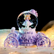 크리스탈 오르골 발광 크리스털 볼 회전 눈꽃 춤 공주 발레 걸 생일 선물, 로리타 퍼플 뮤직+발광+자동 눈