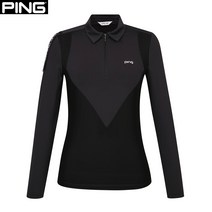 핑 핑(PING) 골프웨어 봄 블랙 여성 메쉬 패치 카라 긴팔 티셔츠 121B1TO056_BK