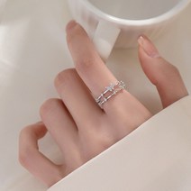 실버925 LUMANOKI 나비 큐빅 레이어드 오픈링 반지