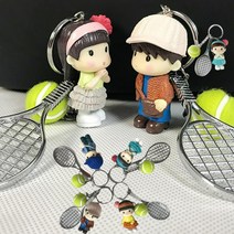 미니어처 테니스 라켓 총6개세트 스크린테니스장 기념 선물, 여성 - 라이트 블루 총6개세트 5번