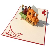 이엔그린 입체카드 팝업카드 3D카드 일반카드, 선택71)동물 기차, 1매