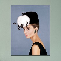 hep023 검은 드레스와 검은 모자의 오드리햅번 캔버스 액자, 무광일반_XXL_38cm x 46cm