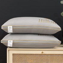 힐튼 5성급 호텔 벨벳 다운 수면 보조 베개 1000g 2개 숙면 필로우 4컬러 480x740mm, 그레이