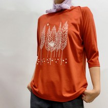 엄마옷 빅사이즈 아줌마옷 프린트 면 스판 데일리 7부 티셔츠 (6color)