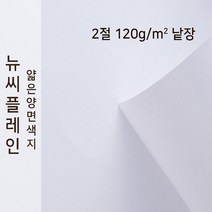 뉴씨플레인 종이문화 얇은 양면색지 120g 2절 낱장 1매 No.50 흰색, 1장