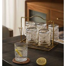 티팟 따뜻한 시원한 차 우리기 찻주저자 찻잔 주전자, B물컵 투명 4개+금색 컵홀더