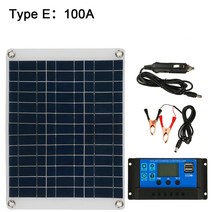 태양광 패널 인버터 설치 태양열 300W 전지 12V USB 전원 휴대용 야외 사이클 캠핑 하이킹 여행 50-100A 컨트롤러와 휴대 전화 충전기, 05 E